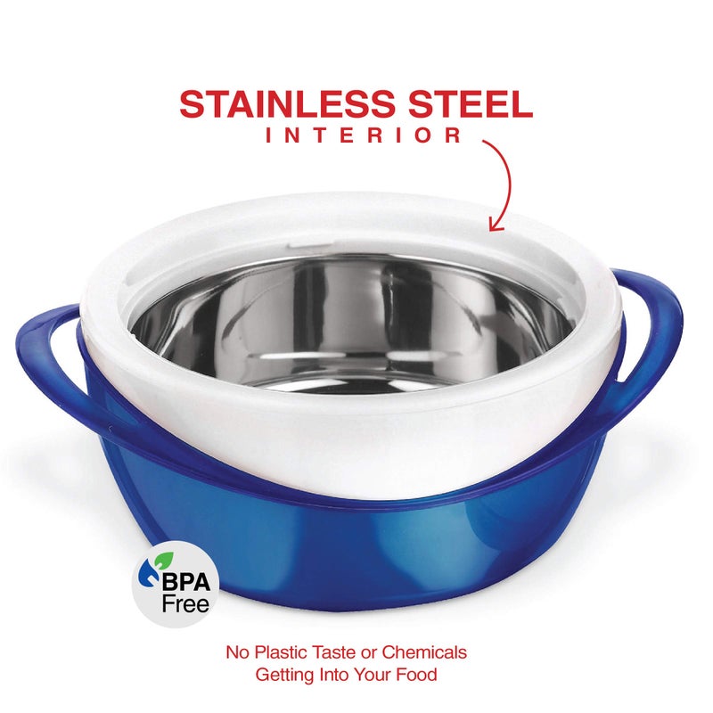 Pinnacle Large Insulated Casserole Dish with Lid 3.6 qt. Elegant Hot Pot Food Warmer/Cooler -Thermal Soup/Salad Serving Bowl Stainless Steel Hot Food Containerâ€“Best Gift Set for Moms â€“Holidays Blue - Image 3